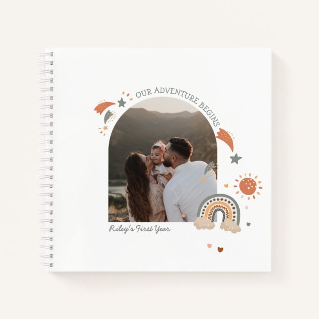Carnet Boho Baby Rainbow Première année Souvenirs et jalo (Devant)