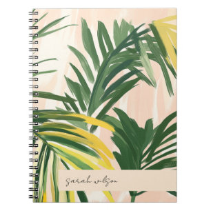 Carnet Boho Blush Green Tropical Palm Plage Feuille