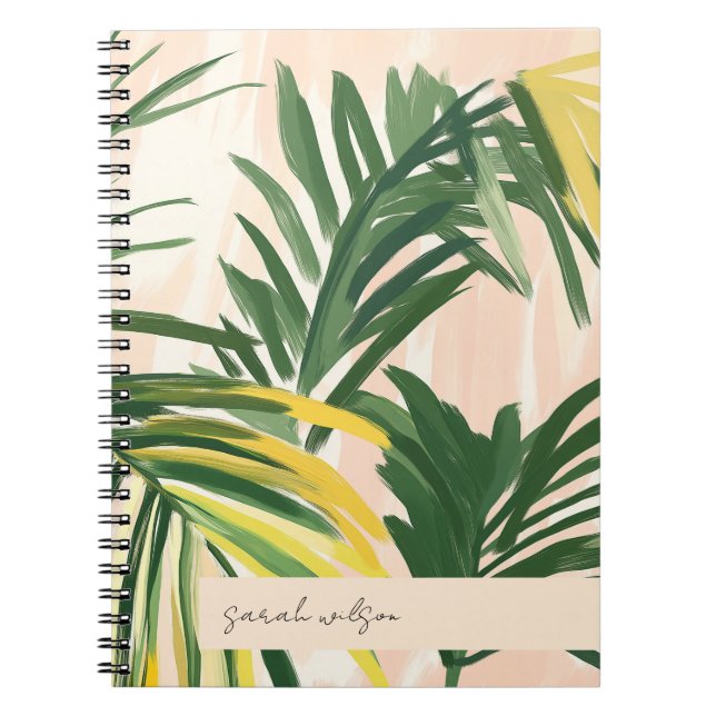 Carnet Boho Blush Green Tropical Palm Plage Feuille (Devant)