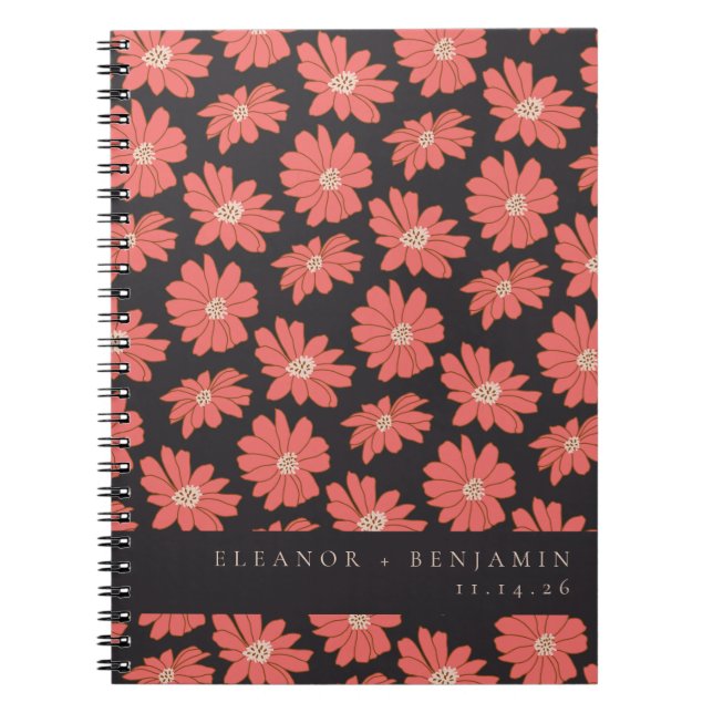 Carnet Boho Botanical Black Red Custom Wedding (Devant)