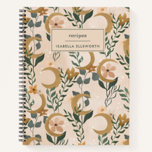 Carnet Boho Botanical Moons Blush Recette personnalisée n