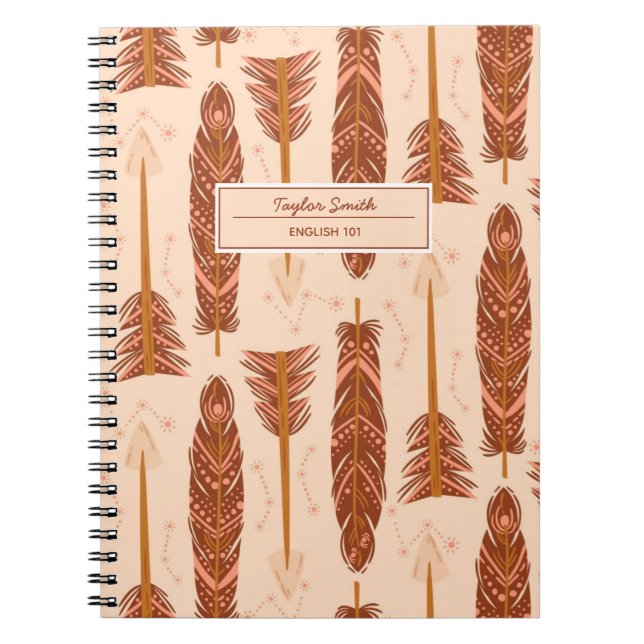 Carnet Boho Feathers Nom et sujet de la tribu (Devant)