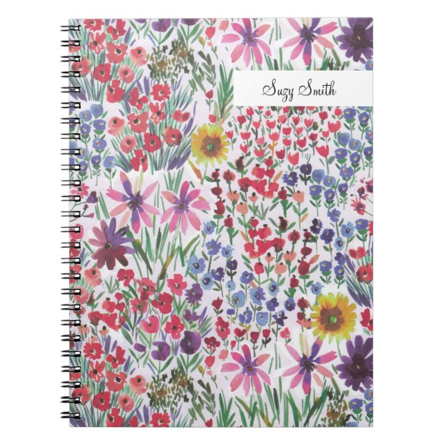 Carnet Boho Fleur sauvage motif floral chalet aquarelle (Devant)