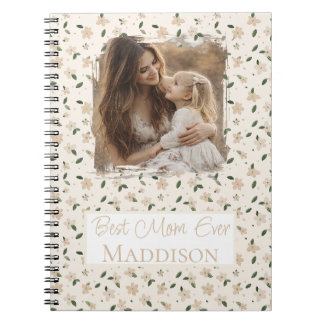 Carnet Boho Floral Personalized Photo Best Mom