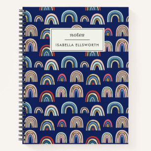Carnet Boho Gold coloré bleu Abstrait arc-en-ciel