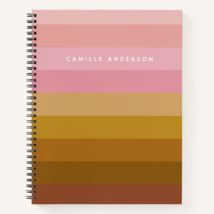 Carnet Boho rose et Terracotta Nom des bandes géométrique