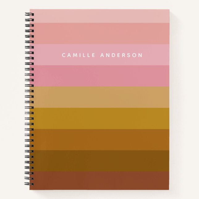 Carnet Boho rose et Terracotta Nom des bandes géométrique (Devant)