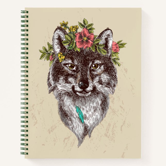 Carnet Boho Style Wolf Halo Portrait (Devant)