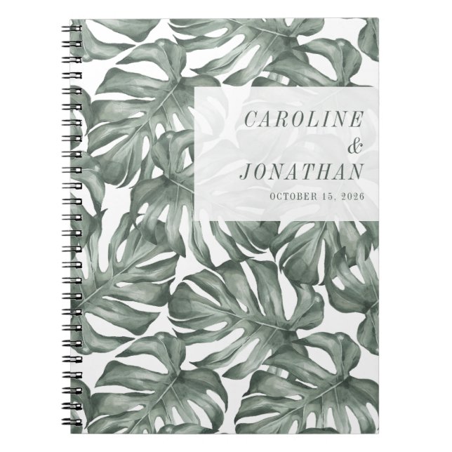 Carnet Boho Watercolor Monstera Plante mariage personnali (Devant)