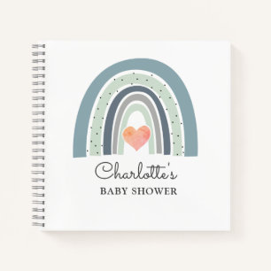 Carnet Boho Watercolor Rainbow Baby Boy Shower Guest