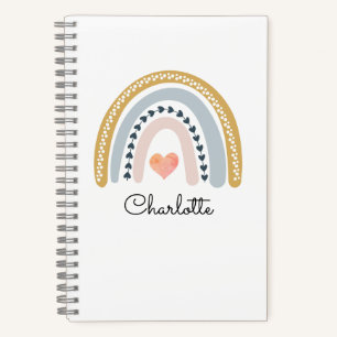 Carnet Boho Watercolor Rainbow Kid's Personnalisé