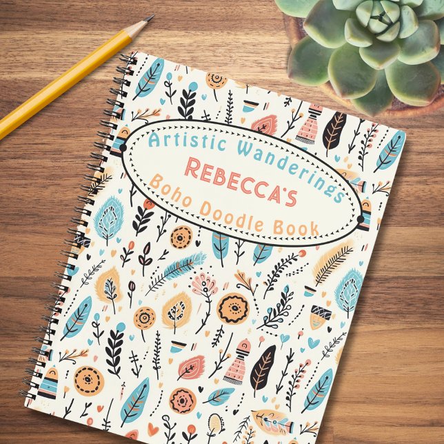 Carnet Boho Whimsical Floral Nom de l'enfant Croquis (Let their imagination bloom! Add your child's name to create a personal touch. Order today.)