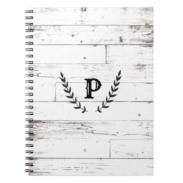 Carnet Bois blanc rustique Shabby Chic Laurel Pays (Devant)
