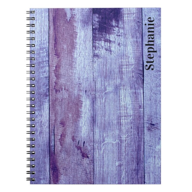 Carnet Bois d'étable bleu rustique - Personnalisé (Devant)