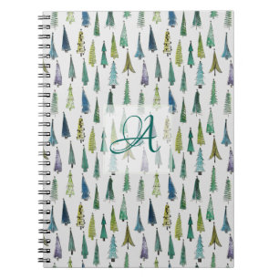 Carnet Bois d'hiver Pins Arbres Motif Décor Monogrammé