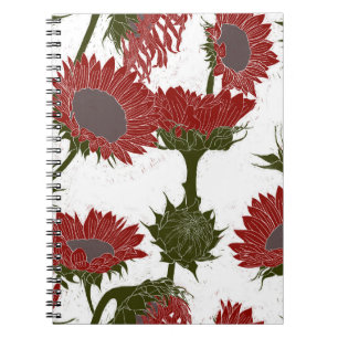 Carnet Bois Imprimer Tournesol rouge