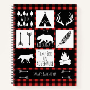 Carnet Bois rustique Animaux Buffalo Plaid Baby shower