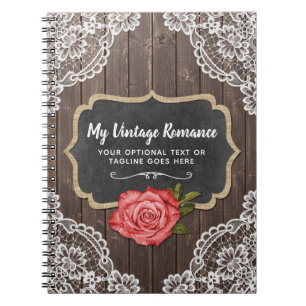 Carnet Bois rustique & dentelle Floral Chalkboard Country