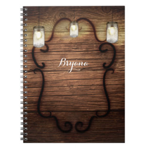 Carnet Bois rustique et bocaux de Mason