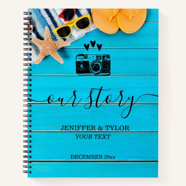 Carnet Bois Rustique Été Thème Notre Histoire Couples (Devant)