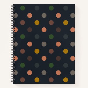 Carnet Bois Tons Terre Sombres Motif Points Polka