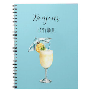 Carnet Boisson Blue Bonjour Happy Hour