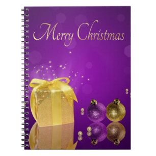 Carnet Boîte cadeau de Noël doré