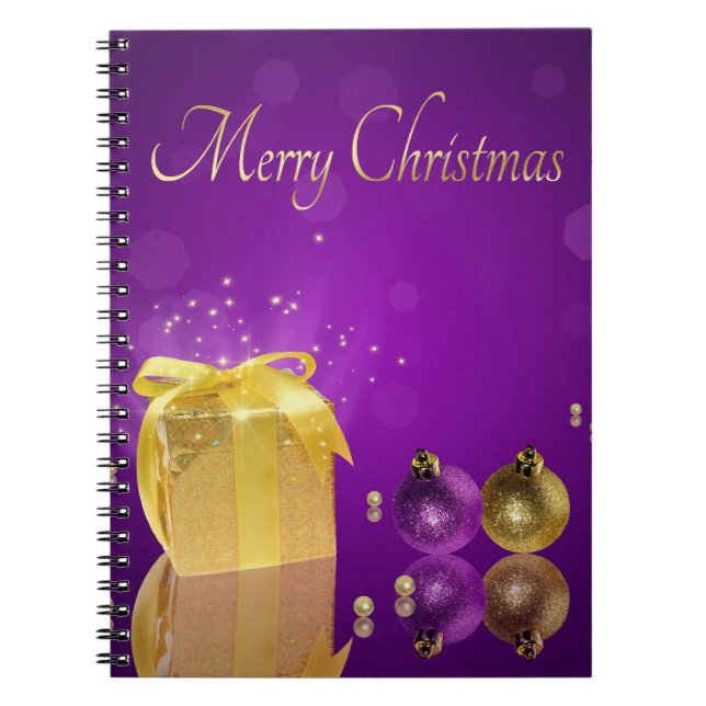 Carnet Boîte cadeau de Noël doré (Devant)