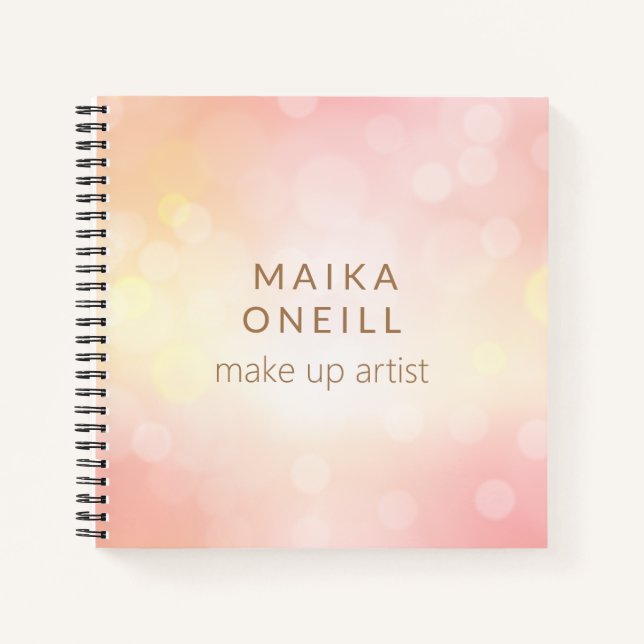 Carnet Bokeh rose chic de luxe personnalisé (Devant)