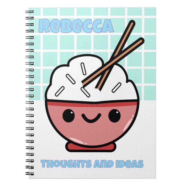 Carnet Bol à riz Kawaii Mignon – Personnalisé (Devant)