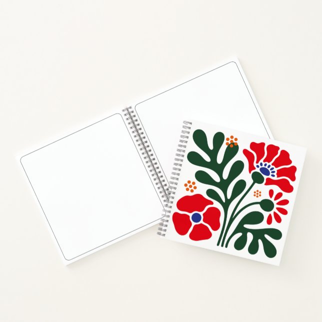 Carnet Bold Abstract Floral Notebook with Poppy Motif (Intérieur)
