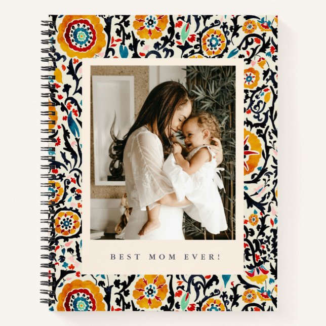 Carnet Bold Folk Floral Best Mom Ever Photo Mother's Day (Devant)