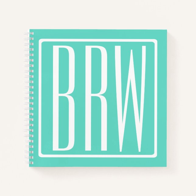 Carnet Bold Modern | White on aqua (Devant)