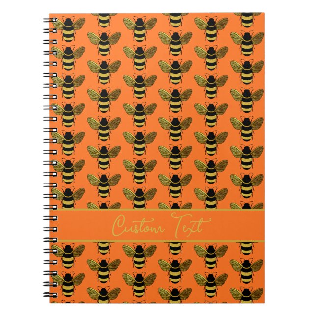 CARNET BOMBLEBEE OR BLACK BEE RÉPÉTER MOTIF ORANGE (Devant)