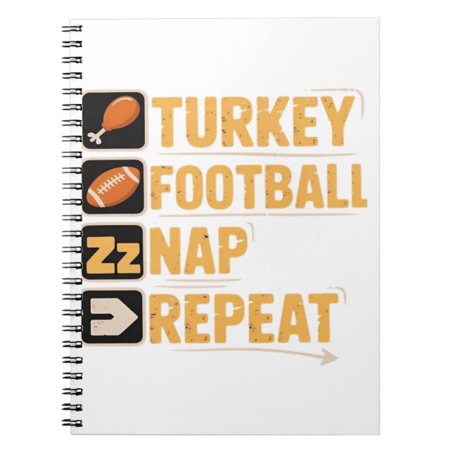Carnet Bon thanksgiving Turquie Football Nap Repeat Funn (Devant)