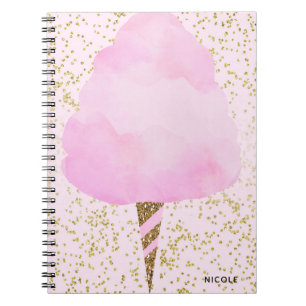 Carnet Bonbons en coton rose et Confetti en or Éperche fi
