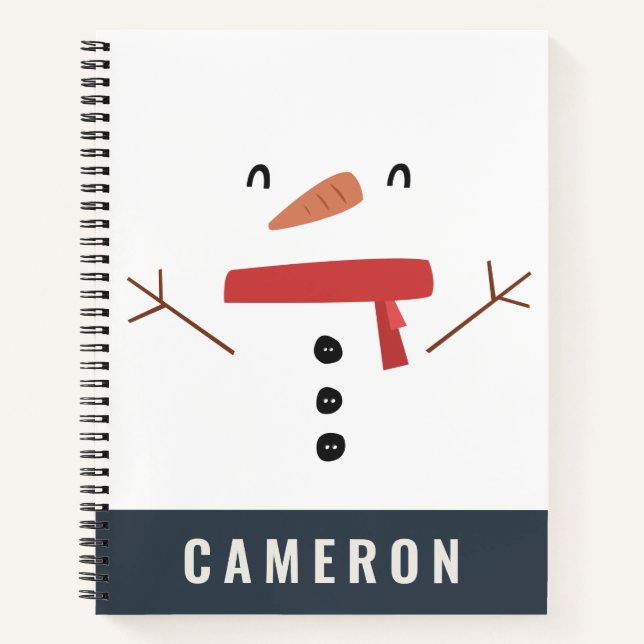 Carnet bonhomme de neige personnalisé enfant festif drôle (Devant)