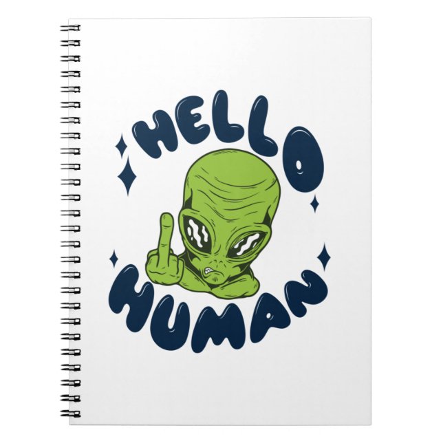 Carnet Bonjour Alien drôle humain (Devant)