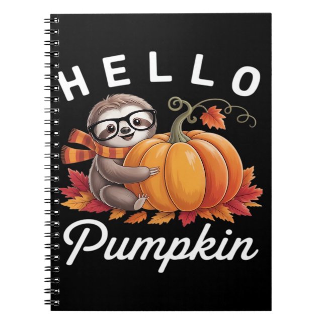 Carnet Bonjour Citrouille - Jolie Automne Sloth Feuilles  (Devant)