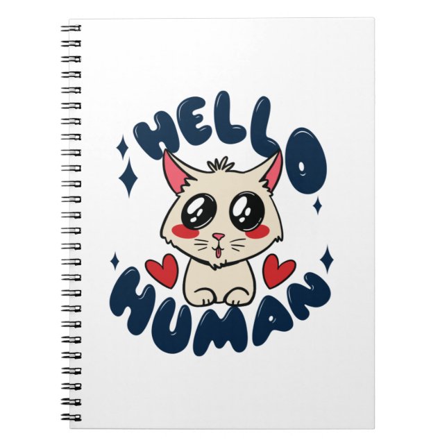 Carnet Bonjour humain Chat Mignon (Devant)