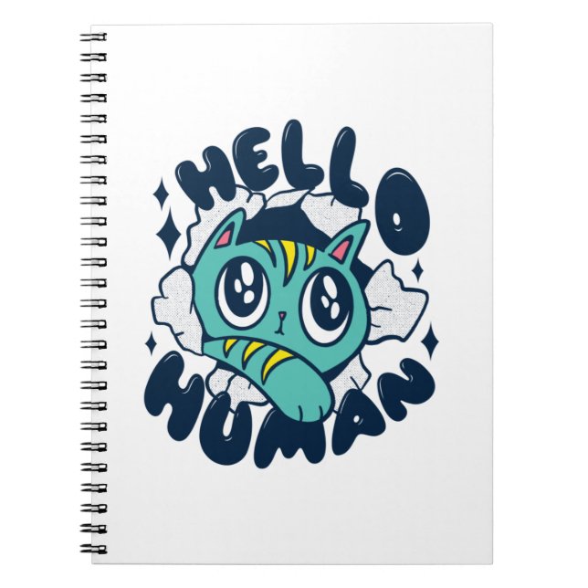Carnet Bonjour humain Chat Mignon (Devant)