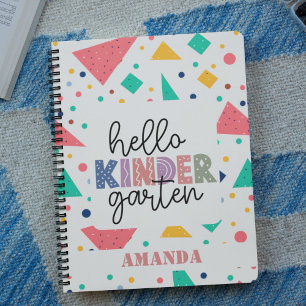 Carnet Bonjour Kinder Garten nom personnalisé géométrique