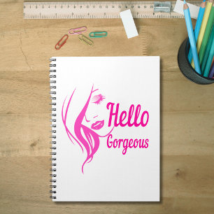 Carnet Bonjour Magnifique Jolie Dame Visage Typographie