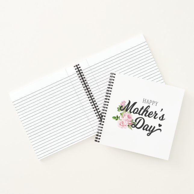 Carnet Bonne fête des mères aux roses roses | Ordinateur  (Intérieur)