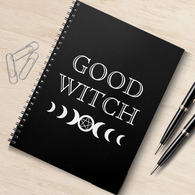 Carnet Bonne sorcière triple déesse Lune Wicca Halloween (good witch triple goddess mom Halloween spiral notebook)