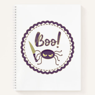 Carnet Boo drôle Halloween personnage d'araignée main