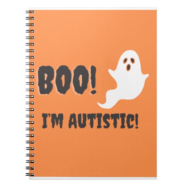 Carnet Boo ! Je suis autiste ! T-shirt fantôme. (Devant)