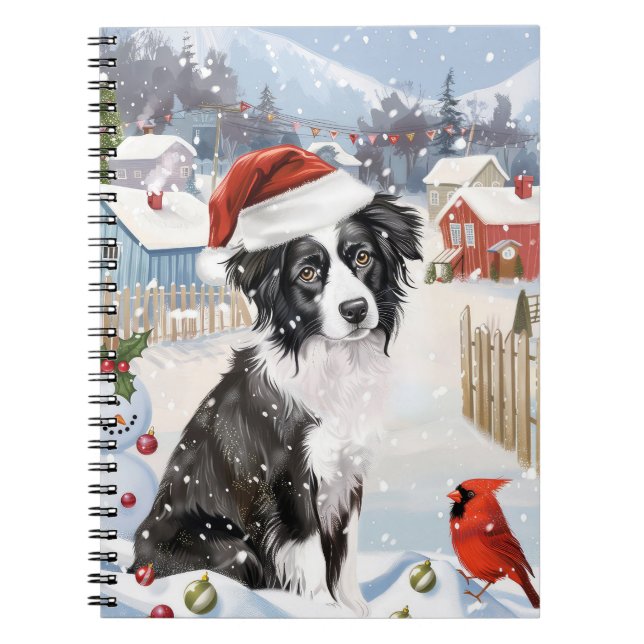 Carnet Bordure Collie Chien Hiver Merveilles Pays Noël Jo (Devant)