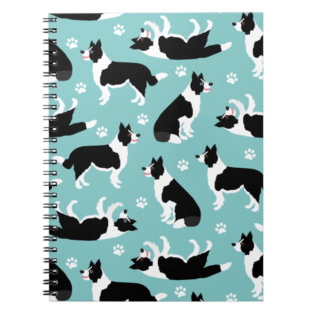 Carnet Bordure Collie et Empreinte de patte (Devant)