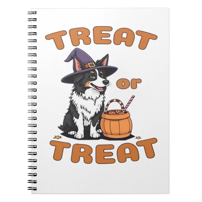 Carnet Bordure Collie Halloween Costume de chien "Treat o (Devant)